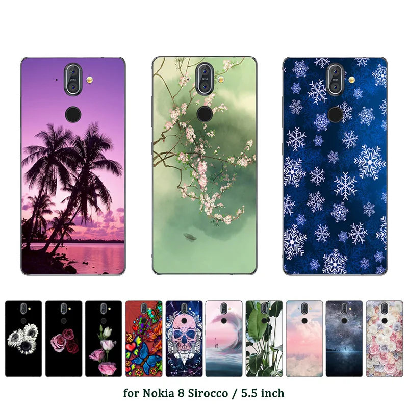 5.5 inch for Nokia 8 Sirocco Back Phone Cover Coconut Printed Luxury Soft TPU Shell Coque Ultra Thin Cases | Мобильные телефоны и