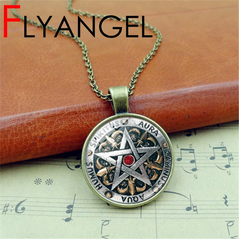 Ожерелье с кулоном Boyfriend Magic pagan Pentagram ожерелье защитой от Wiccan стеклянный