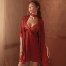 Yhotmeng женские халаты пижамы Холтер халат и сексуальная ночная рубашка lounge Набор пижамы костюм из двух предметов