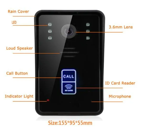 Yobang безопасности домашнего использования 7 "Цвет телефон видео домофон Водонепроницаемый ИК Сенсор Камера Бесплатная доставка