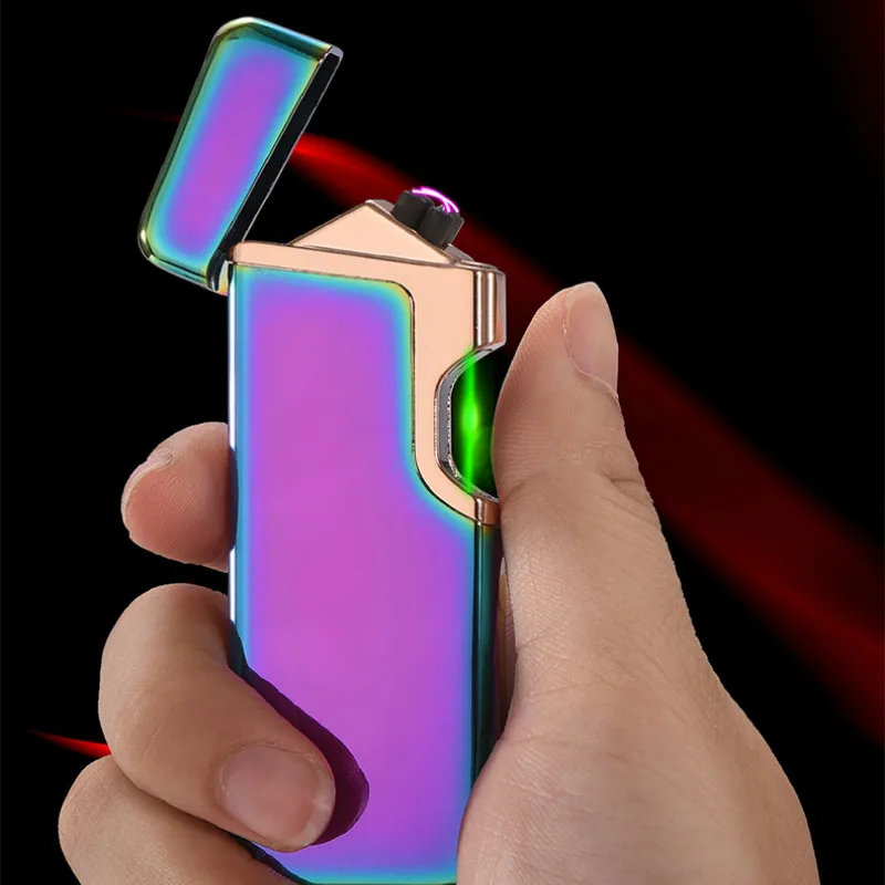 

New Laser USB Lighter Rechargeable Double Arc Lighters Creative Gravity Sensor Electronic Touch Cigarette Cigar Lighter