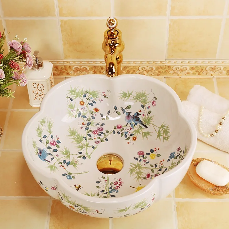 Europe Vintage Style Art Basin Sinks Ceramic Counter Top Wash Basin Bathroom Vessel Sinks vanities new ceramic wash basin (1)