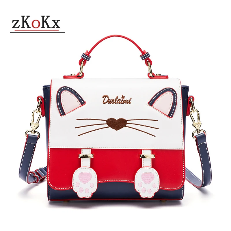 

Ladies 2019 Cute Fashion Cat Bag Ladies Handbag Luxury High Quality Leather PU Lady Bag Red Blue Single Crossbody Shoulder Bag