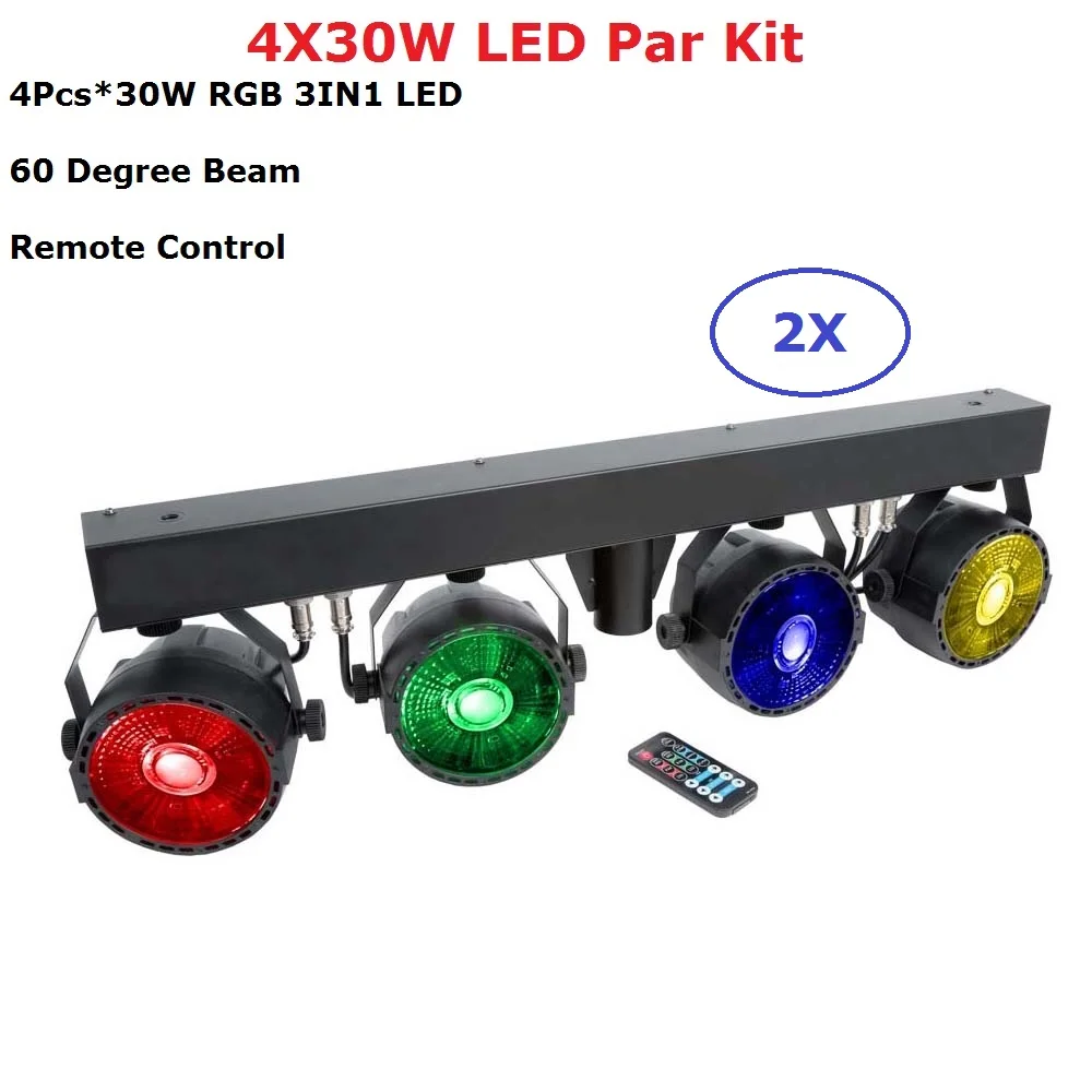 

2Pcs/Lot COB Par Kit 4X30W RGB Full Color Flat LED Par Lights Remote Contol With Light Stand Good For Party Wedding Discos