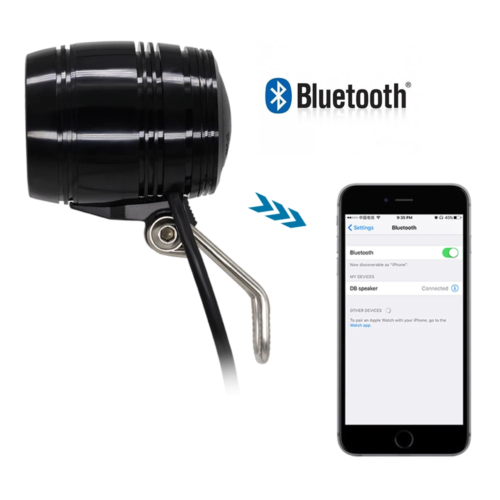 Cheap Electric Bike or Bafang ebike Light Input 12V 24V 36V 48V With Bluetooth Speaker e scooter Accessories and Parts light 1