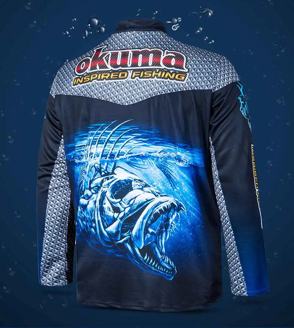 Оригинальная одежда для рыбалки OKUMA, рубашки для рыбалки, Майки для рыбалки, дышащие впитывающие пот солнцезащитные, для спорта на открытом воздухе