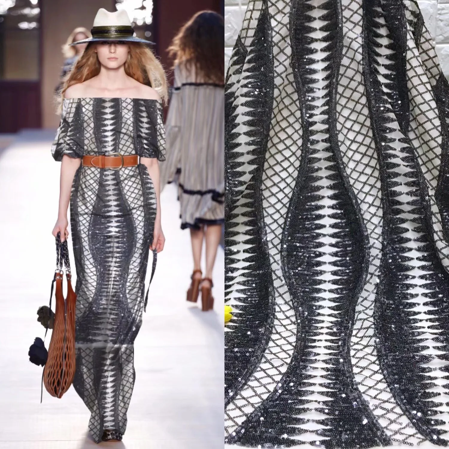 

Beautifical african lace fabrics Fashion style nigerian lace sequins embroidery net lace fabric for women dress 5yards ML5N571