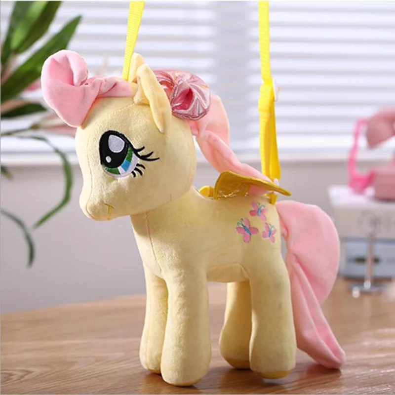 Рюкзак My little pony, 3D плюшевая игрушка, сумка через плечо для девочек, милый мультяшный кошелек, игрушки - Цвет: Цвет: желтый