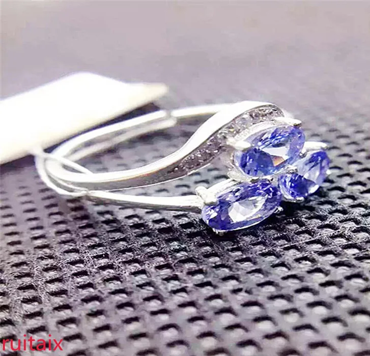 

KJJEAXCMY fine jewelry S925 Pure silver inlaid with natural tanzanite ring jewelry platinum color.