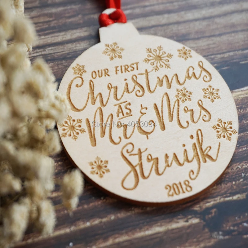 Our First Christmas Ornament Married- Our First Christmas as Mr and Mrs- Personalized Christmas Ornaments- Ornament Married