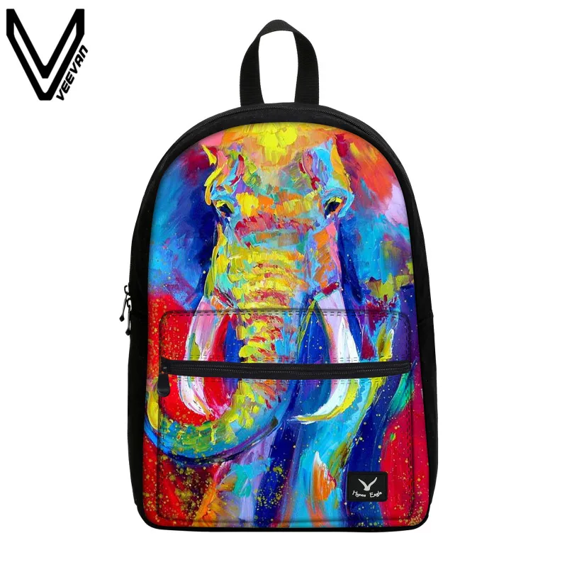 VEEVANV Colorful Elephant Printed Backpacks Casual Girls Shoulder Bags
