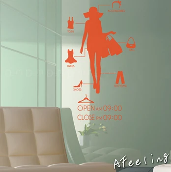 

Garment Store window sticker door wall decoration fashion accessories shop custom opening time business time wall sticker