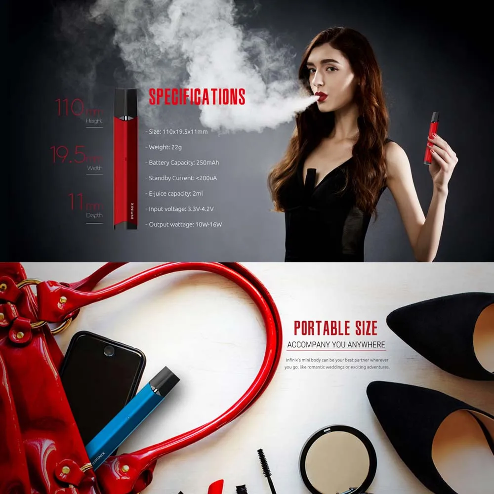 Электронных сигарет SMOK INFINIX pod vape Комплект Встроенный 250 мАч батареи 2 мл емкость