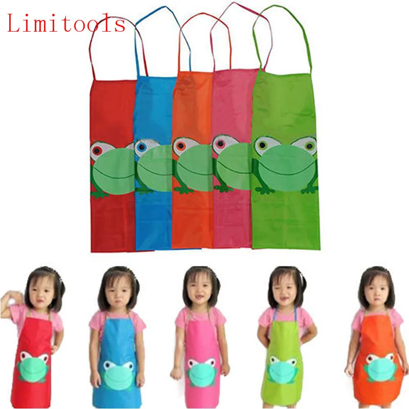 

New Cute Kids Child Children Waterproof Apron Cartoon Frog Printed Painting Cooking Apron Sleeveless Apron Baking Tools