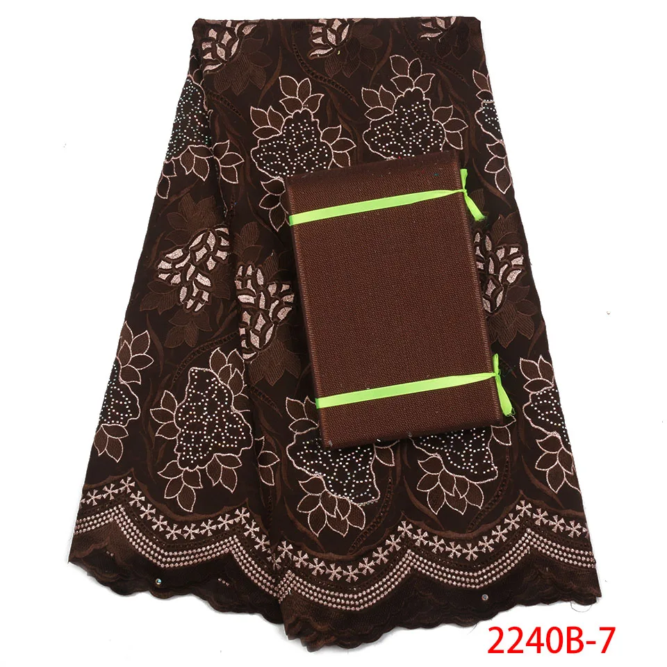 

2019 Embroidered Swiss Voile Lace In Switzerland With Aso Oke Nigerian Stones Dry Cotton Lace Fabric For Wen Dress AMY2240B-2