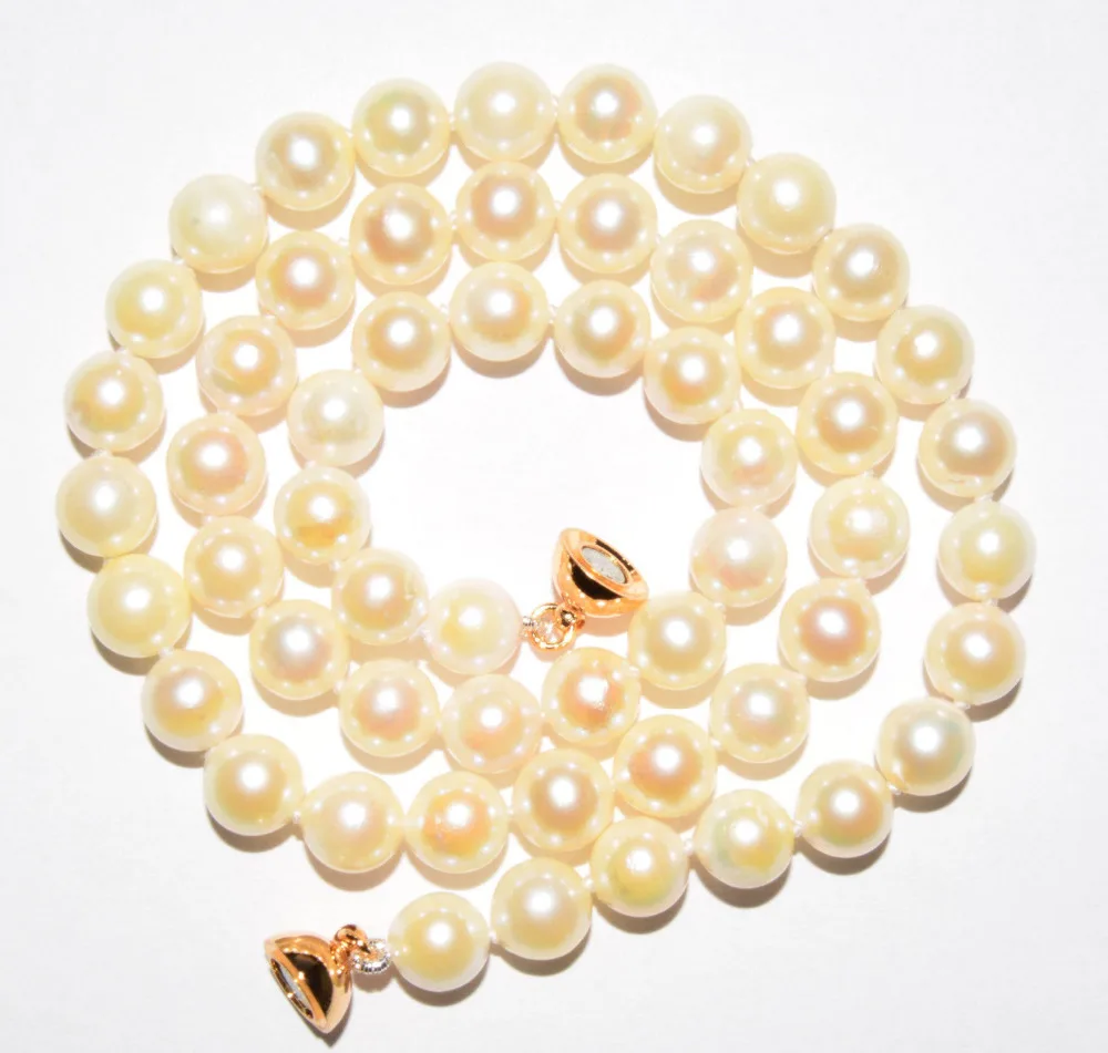 

FREE SHIPPING HOT sell new Style >>>>>Natural Light Golden Cultured Ocean Akoya Pearl Necklace Choker Gold Plated