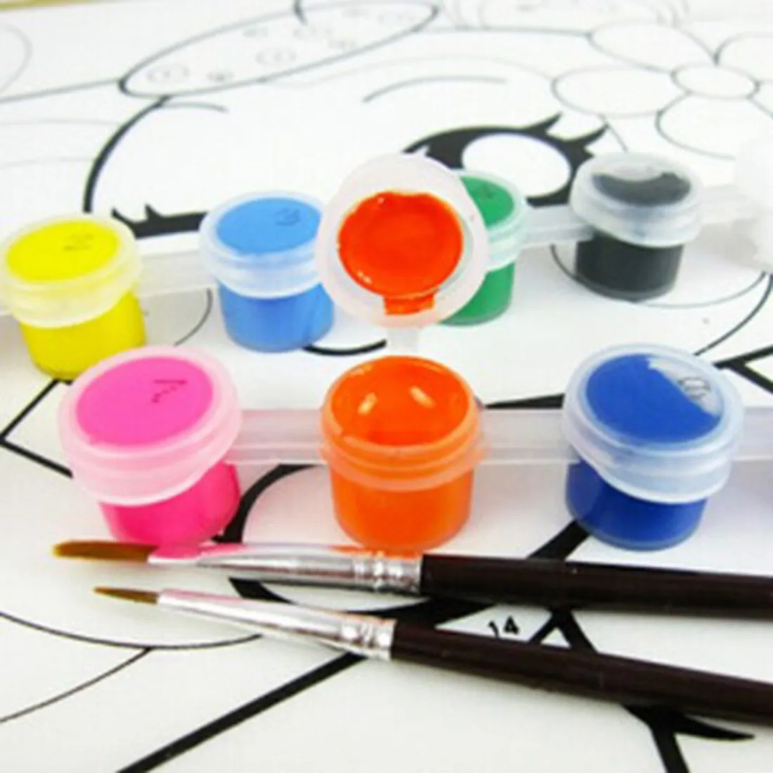 

Top Sale 12 Colors With 2 Paint Blue Brushes Per Set Acrylic Paints For Oil Painting Nail Art Clothes Art Digital Random Color