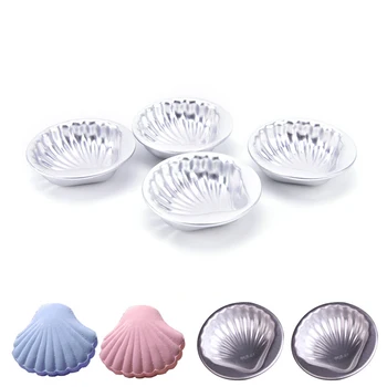 

4Pcs New Bath Bomb Cake Mold 3D Aluminum Alloy Sea Shell Shape Bath Bomb Mold Cake Baking Pastry Mould
