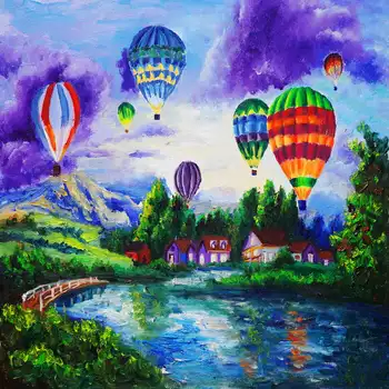 

Hand Drawing Hot Air Balloon Fairy Tale Forest Scenic Photographic Background Backdrops Digital Printed Photo Studio Props