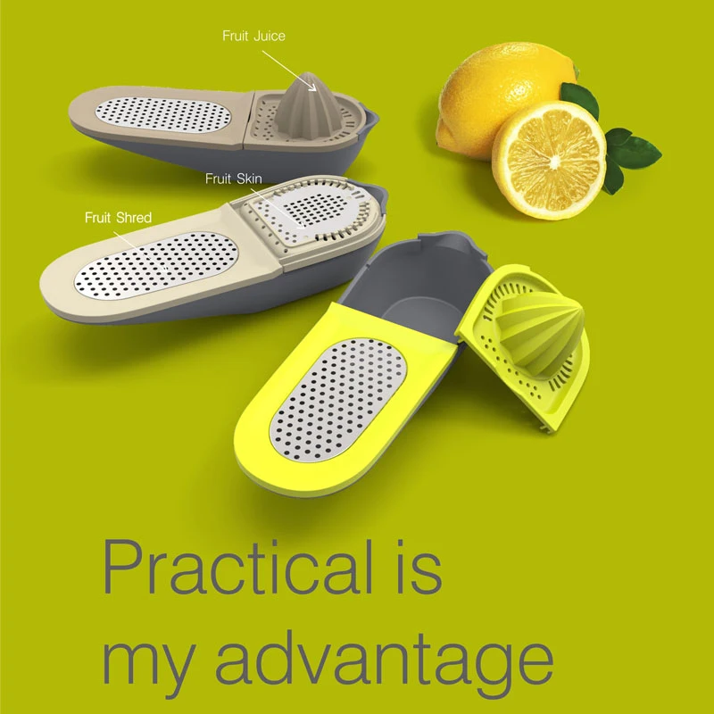 

Stainless Steel Manual Lemon Squeezer Juicer 3-in-1 Fruit Orange Citrus Grater Quick Lemon Presser Cheese Grater Zester Goodfeer