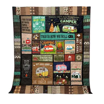 

This Is How We Roll Camping Blanket Quilt Comforters with Reversible Cotton 3D Printing Camping Mat FPing