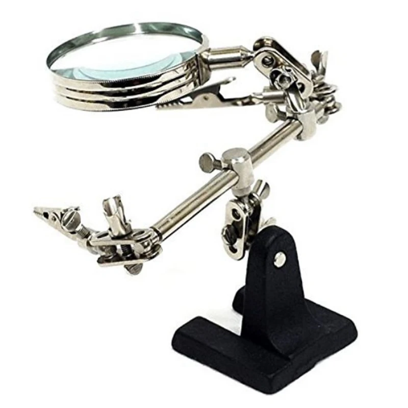 Newest Third Hand Soldering Iron Stand Helping Clamp Vise Clip Tool Magnifying Glass Electronic Appliance Repair