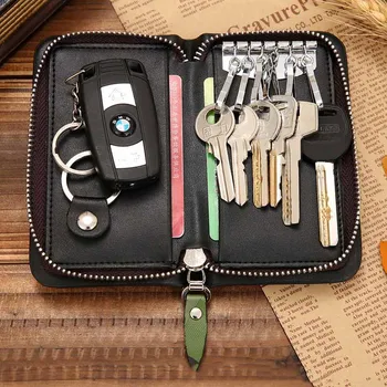 

New Arrival Men Women Leather Zipper Car Key Holder Bag Multifunction Coin Purse Card Package Fashion Cards Wallets Keys Case