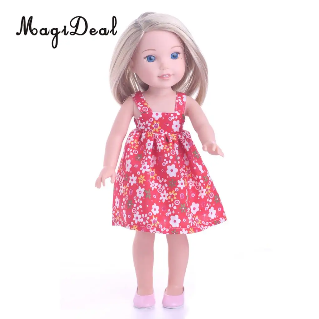 Dolls Stylish Clothes Party Wearing Floral Slip Dress for 14 Inch American Wellie Wishers Doll Outfit Acc Collectibles