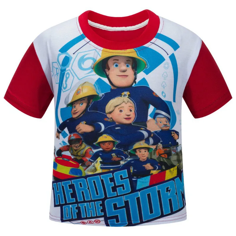 

Fireman Sam kids clothes boys Short Sleeved t-shirts girls tops children's cartoon shirts Tees boys summer clothing for 3-10 Y