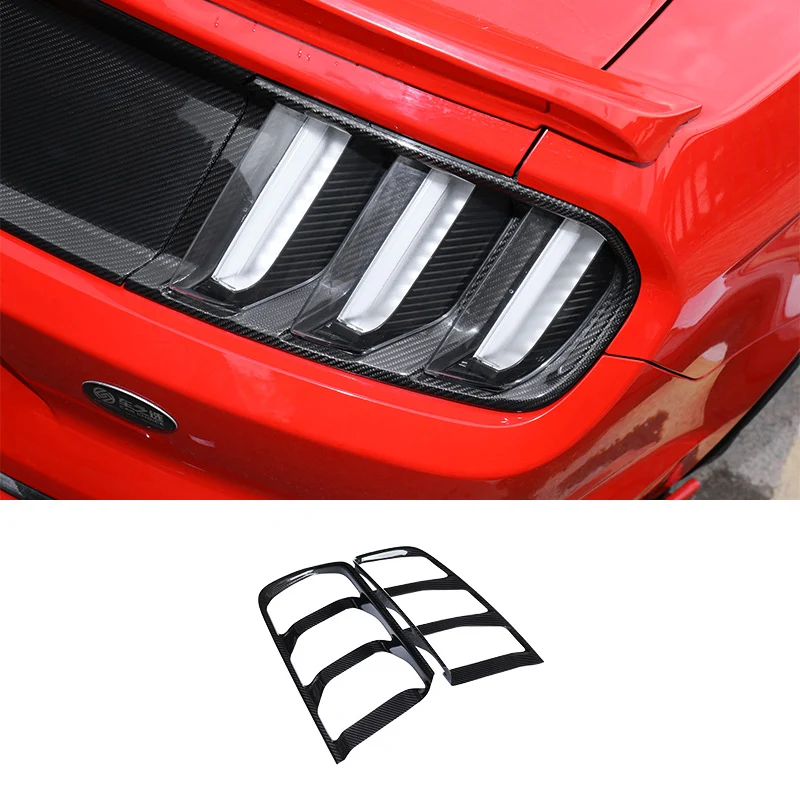 

QHCP Car Outside Taillight Decorative Frame Cover 1pair Chromed Carbon Fiber Trim Protective Sticker for Ford Mustang 2015-2017
