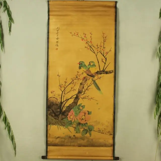 

China Antique collection Calligraphy and painting Two magpies diagram