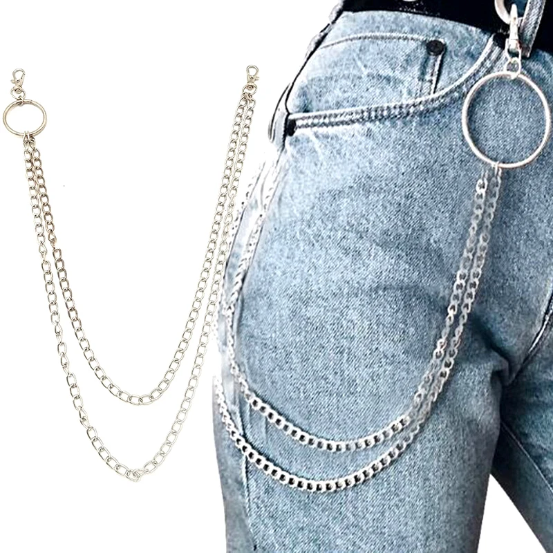 

Fashion Punk Hip-hop Trendy Belt Waist Chain Male Pants Chain Men Jeans Punk Silver Metal Trousers Chains YE04