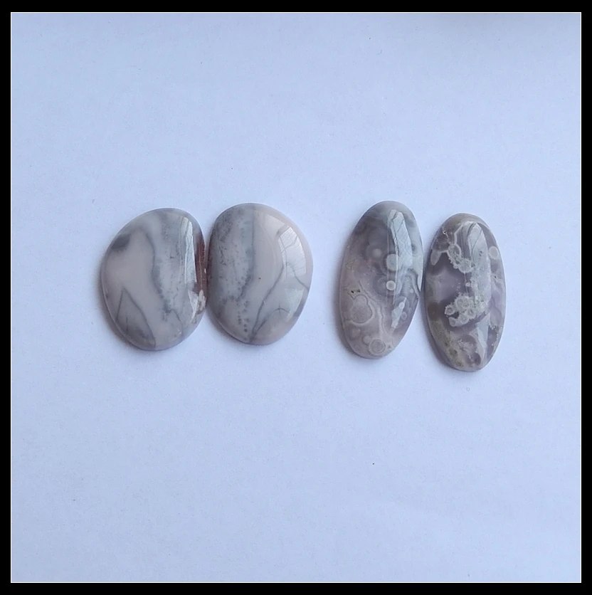 

Wholesale 2Pairs Natural Stone Purple Agate Cabochon Setting 23x12x4mm 21x15x4mm 7.5g Fashion Jewelry Accessories