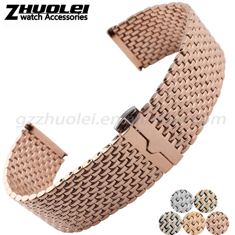 

22mm high quality imported stainless steel men watch bracelet with butterfly buckle free shipping