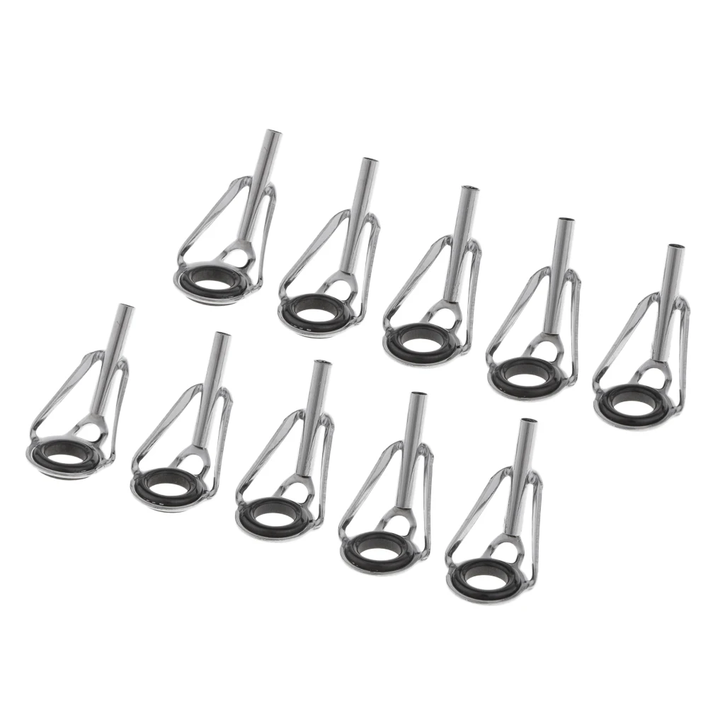 10Pcs Fishing Rod Guide Top Stainless Steel Ceramic Guides Tip Set Building Repair Kit DIY Eye Line Ring Fishing Rod Accessoris