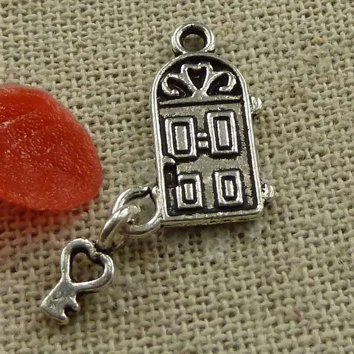 

180 pieces tibetan silver house key charms 23x12mm #1620