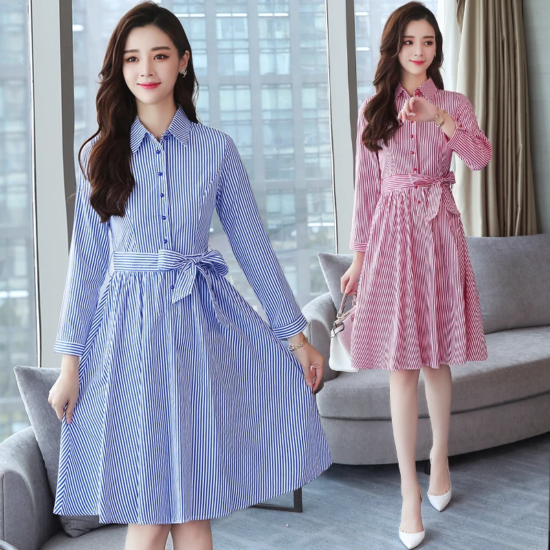 

2019 Autumn Winter New Red Striped Tshirt Dress Plus Size Midi Dresses Korean Elegant Women Party Long Sleeve Bodycon Vestidos