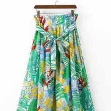 Последняя Гавайская тропическая Цветочная юбка миди с принтом платье с рюшами, с поясом-юбка с боковыми карманами и соответствие с эластичной резинкой на талии