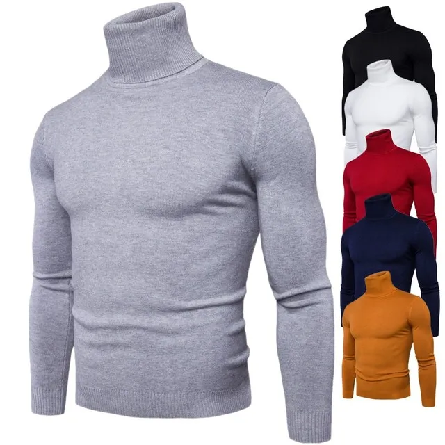 

SHABIQI 2019 New Autumn Winter Men'S Sweater Men'S Turtleneck Solid Color Casual Sweater Men's Slim Fit Brand Knitted Pullovers