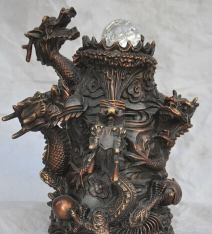 

xd 002495 11"china fengshui bronze copper zodiac 5 dragon feilong play bead lucky statue