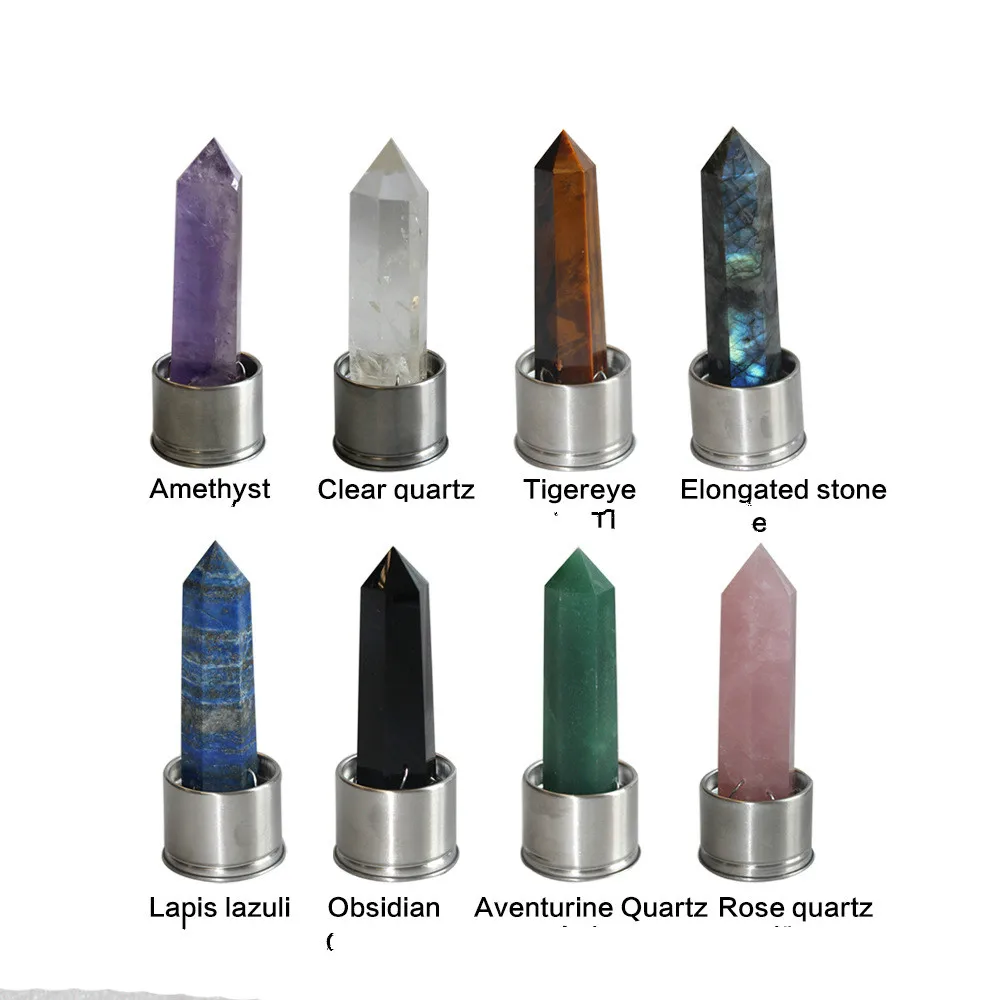 

Natural Crystal Column Stone Quartz of Various Materials Magic wand heals energy stone point water cup bottel Ornament replace