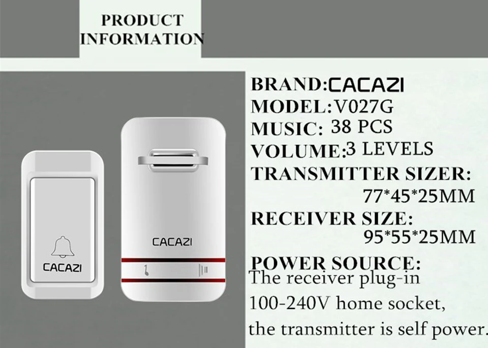 campainha auto-alimentado luz led sem bateria casa