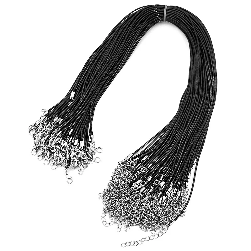 

New 1.5mm Black Leather Cord Wax Rope Chain Necklace 50cm DIY Fishing Tattoo Choker Necklace Jewelry Accessories Collar