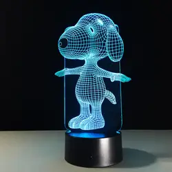 Новый мультфильм 3D лампа спальня настольная ночник 7 цветов Сенсорная база лампа акриловая панель usb-кабель светодиодный Иллюзия свет