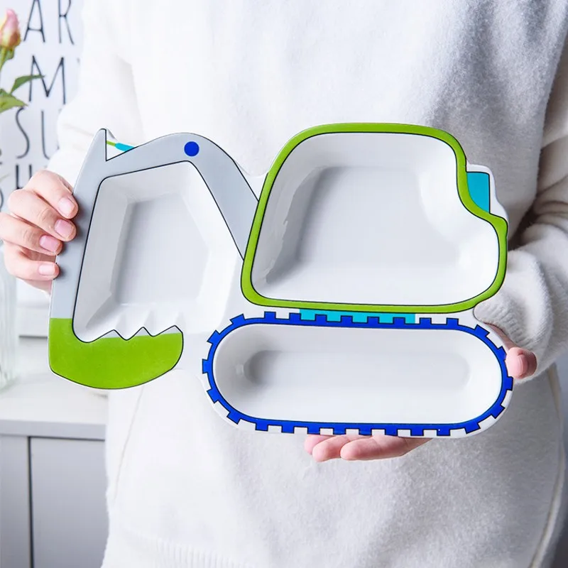 New Tableware Children's Tableware Creative Excavator Modeling Breakfast Plate Lovely Home Ceramic Plate Sub-plate Child's Table