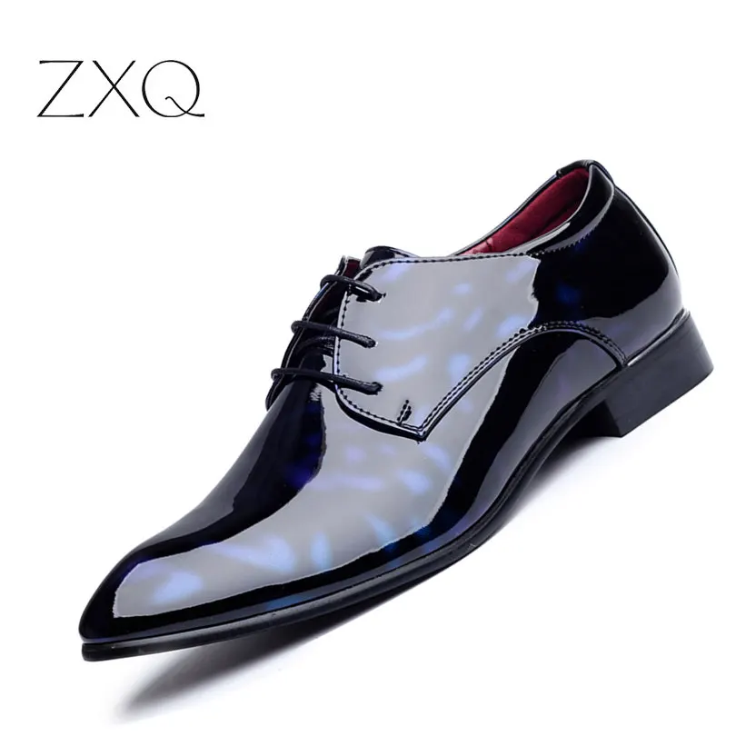 Patent Leather font b Men s b font Business Pointed Toe font b Shoes b font