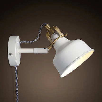 

Loft Industrial Style Wall Light Vintage Wall Lamp Contracted White Rocker Arm Indoor Led Wall Light bedroom Wall Lighting