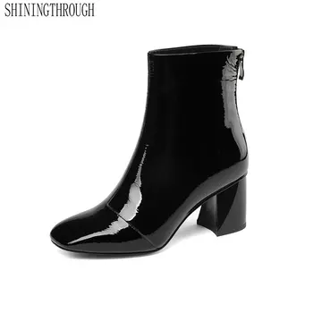 

Genuine Leather Women Ankle Boots Fashion Women Shoes Winter Boots Women Motorcycle Boots Large Size 34-43