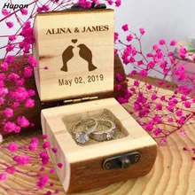Пользовательские деревенские свадебные подарки кольцо коробка деревянные, на выбор кольцо шкатулка Винтаж Держатель Для обручального кольца Свадебные помолвки Декор