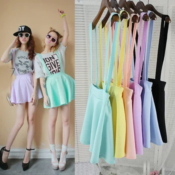 

h Korean small and pure and fresh, sweet wind retro pleated skirt with Shoulder Straps Chiffon sling bag mail bust skirt